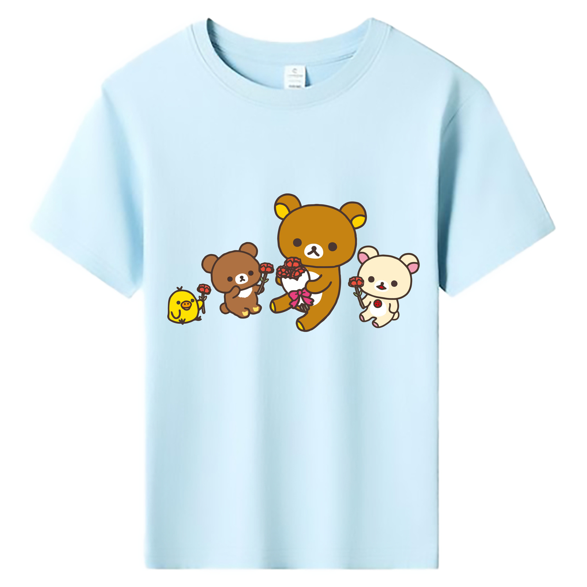 （画像用） リラックマ リラックマ キイロイトリ Rilakkuma Korilakkuma Kiiroitori 綿100％キッズTシャツ（フロントプリント）